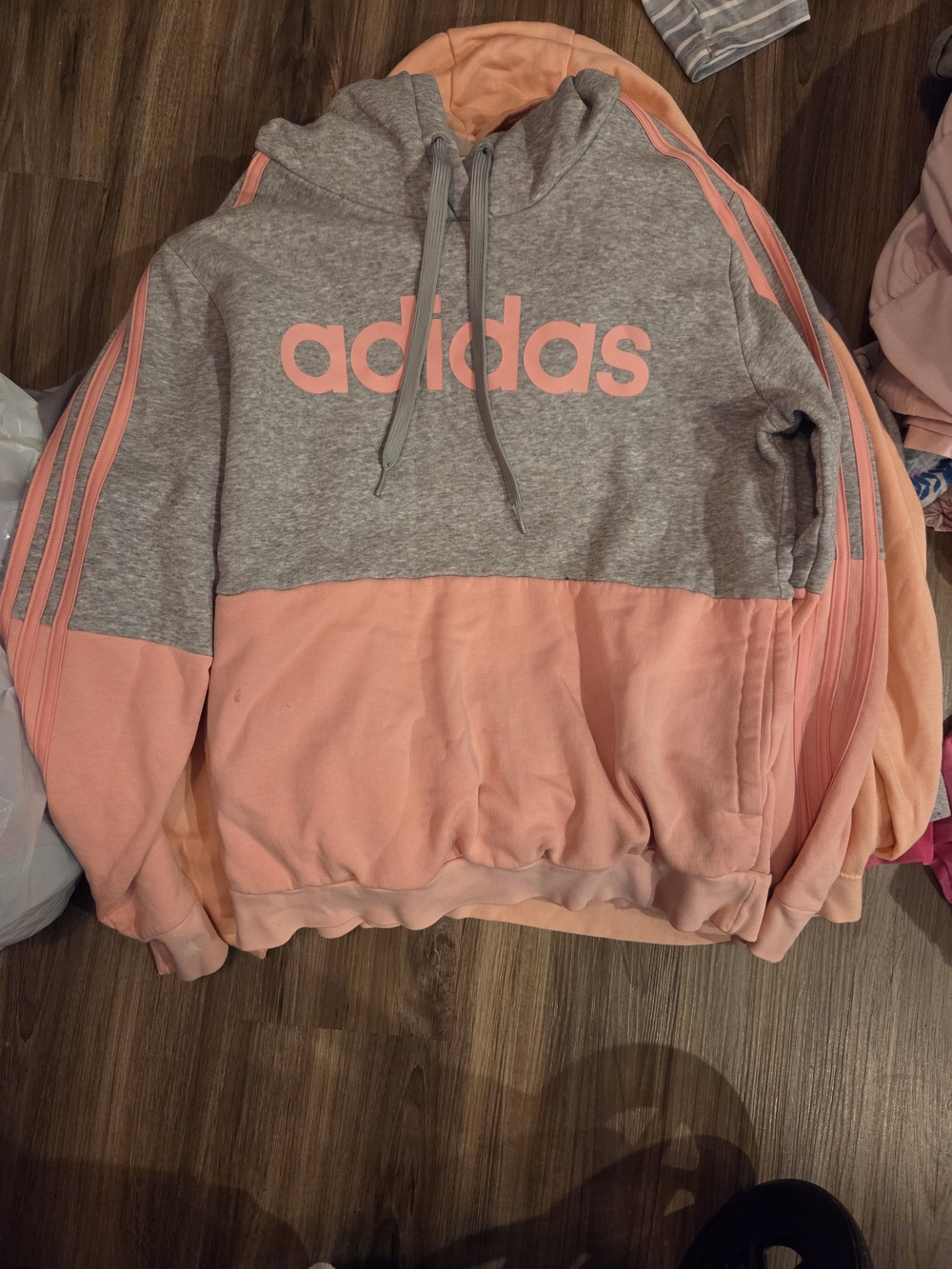 Adidas Two-Tone Gray & Pink Pullover Hoodie